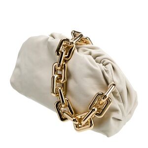 Bottega Veneta Cream Gold Chain Clutch